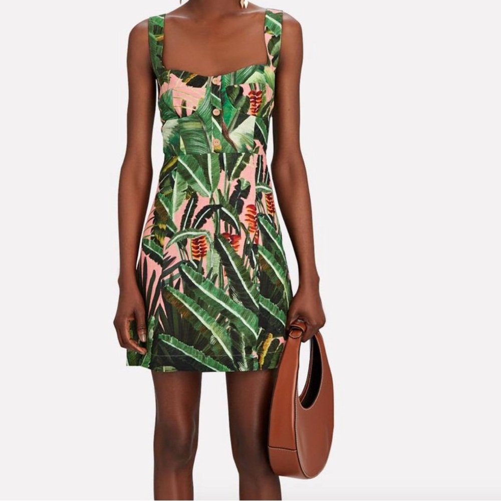 FARM Rio Tropical Print Mini Dress - Green and Pink